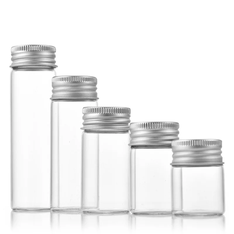 Food Storage Tube Bottle Glass Test Tube bottle with threaded aluminum lid