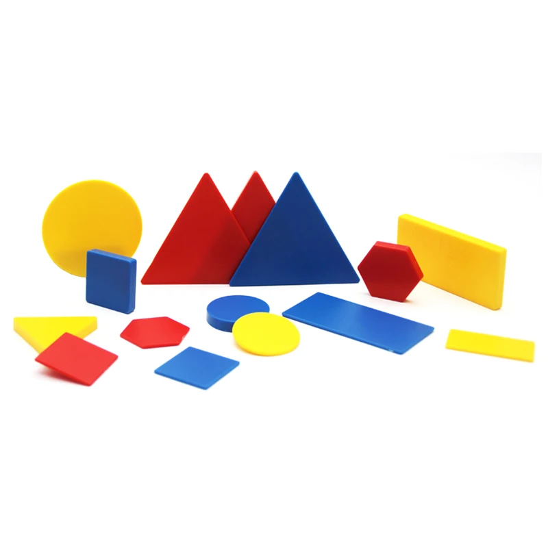 Plastic Attribute Blocks Student Kit Geometry Set Manipulatives for Preschool Set of 60pcs 5 Shapes
