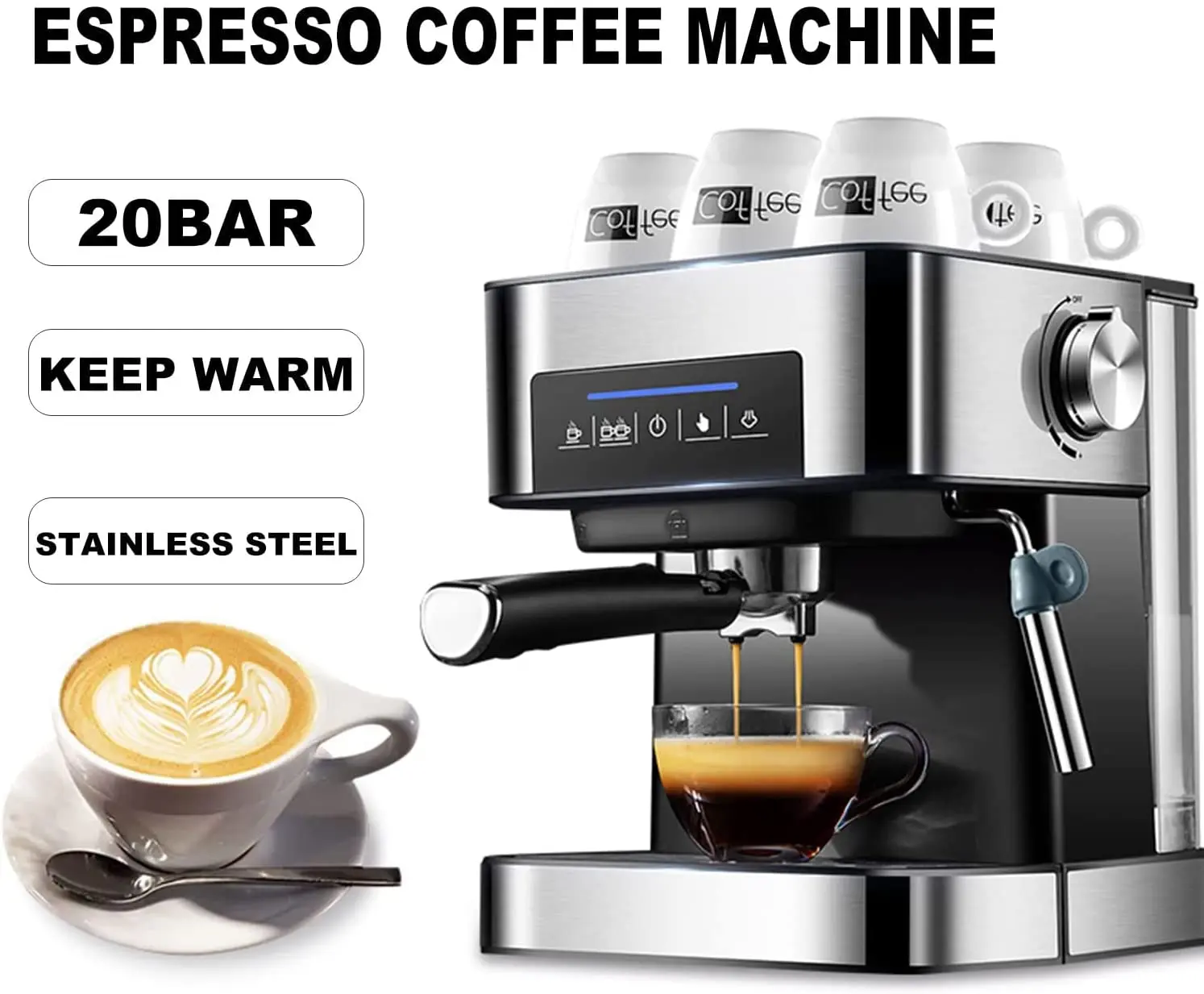 Professional Multifunctional Smart Home Electric 1 Group Boiler Espresso Machine With Digital Pressure Gauge Expresso Maker