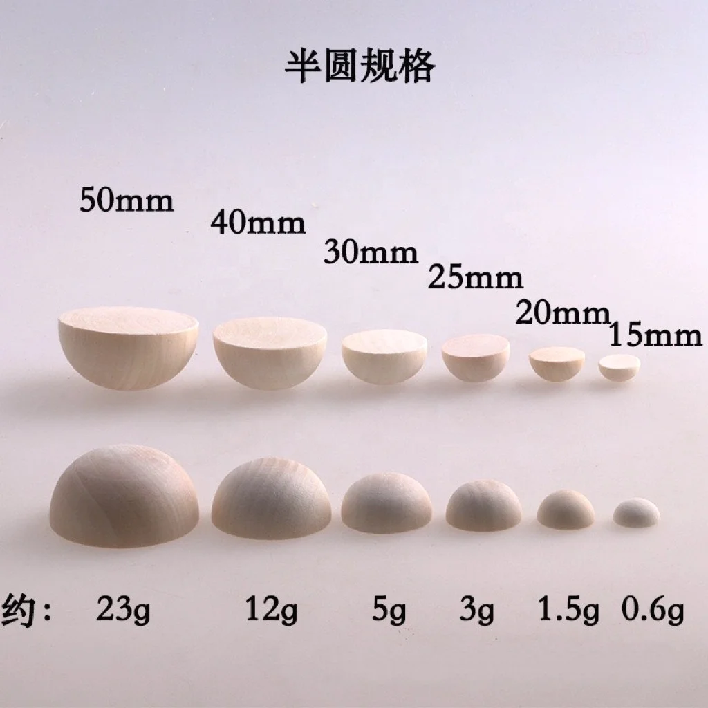 Christmas Decoration High Quality Natural Half hemisphere  Round Wooden Beads for Kids DIY Crafts  Jewelry Making