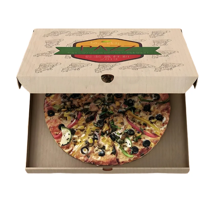 Factory Wholesale Custom Square Kraft Corrugated Pizza Box Packaging Cartons 8 9 10 12 Inches Gold Foil Corrugated Board Socks