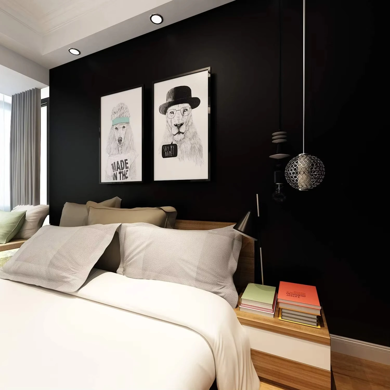 Matte Black Contact Paper Peel and Stick Kitchen Vinyl Wrap Self Adhesive Solid Wall Wallpaper for Living Room