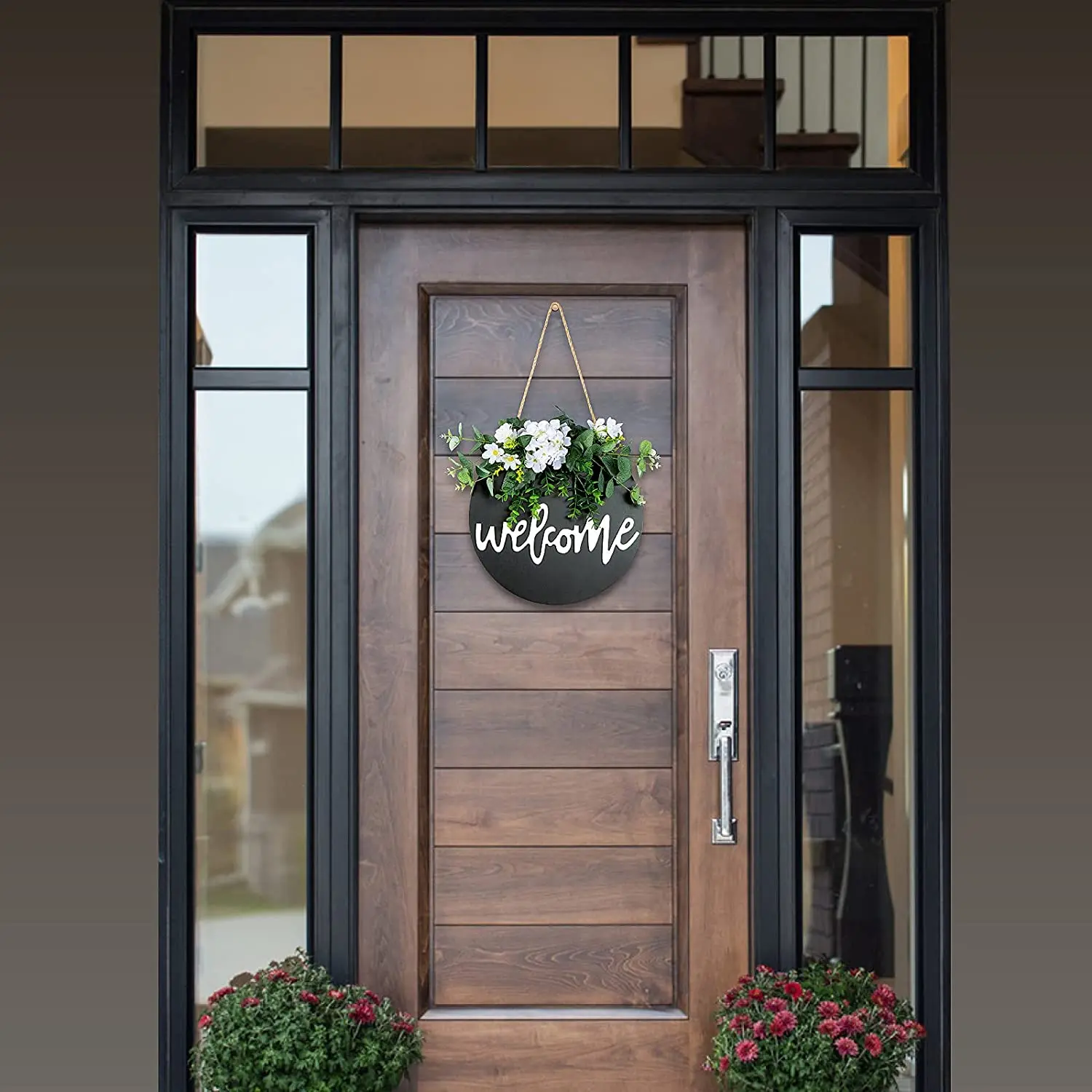 New Design Black Welcome Wooden Sign Wooden Hanging Sign Front Door Sign Wood Decorations For Home wreaths for front door