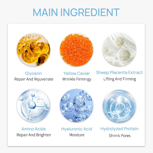 Private Label Serum De Caviar Essence 30ml Glowing Brightening 24k Gold Whitening Caviar Essence Face Serum