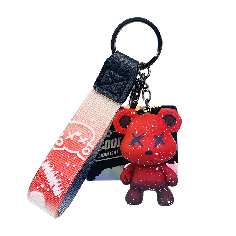 Cute Cartoon Colorful Cool Bear Doll Keychain Bag Pendant Car Lanyard Key Chain Accessories