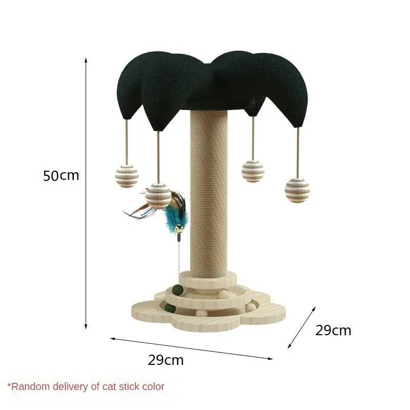 Durable Solid Wood Cat Turntable Scratching Pole Sisal Cat Climbing Frame Teaser Cat Scratch Board Premium Pet Toy