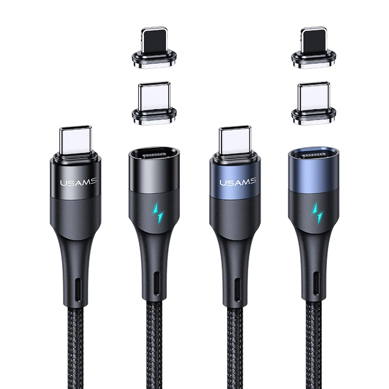  USAMS SJ495 Тип C 20 Вт + 60 TPE Плетеный Магнитный USB кабель для передачи данных 1 2 м Быстрый PD зарядный