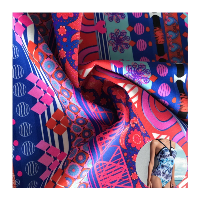 
High stretch breathable african print polyester spandex swimwear knit fabric beach fabric 