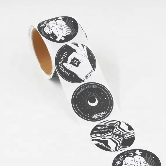 Round Thank Sticker Matte Lamination Coated Paper Label Customize Sticker for Coffee Cup Bread Packaging Sticker