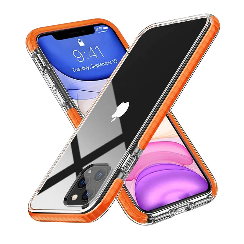 for iPhone X XS XR 11 Max Impact Strong PC TPE Blank Shockproof Phone Cover for iPhone 12 13 Pro Max 14 Plus TPE Bumper Case