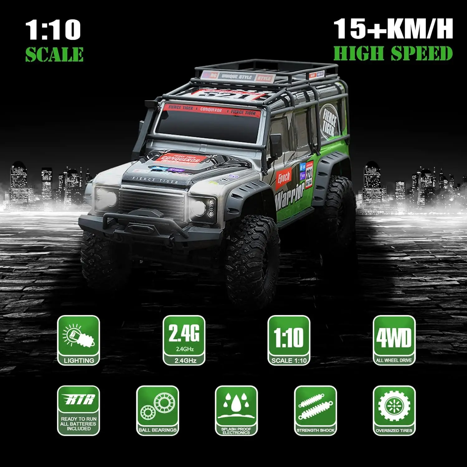 Dwi Dowellin RC Crwaler 1/10 RTR Remote Control Car 4WD 2.4GHz Brushed Offroad Racing Hobby Grade Model Vehicle with LED Lights