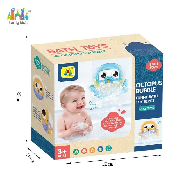 Konig Kids Summer Bathtub Toys Plastic Music Octopus Bubble Maker Bubble Baby Bathing Toy