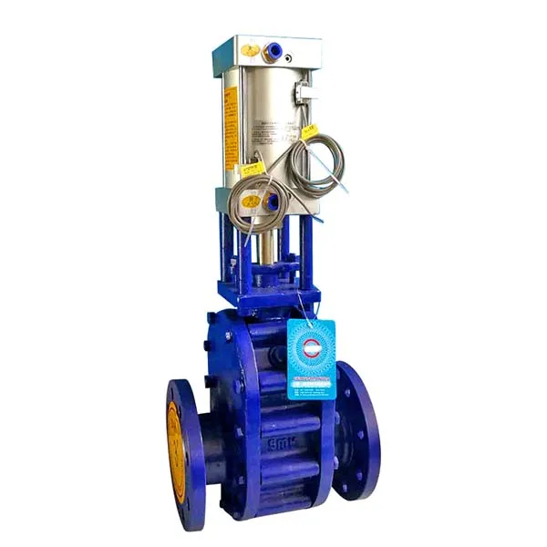 Double gate pneumatic ceramic valve