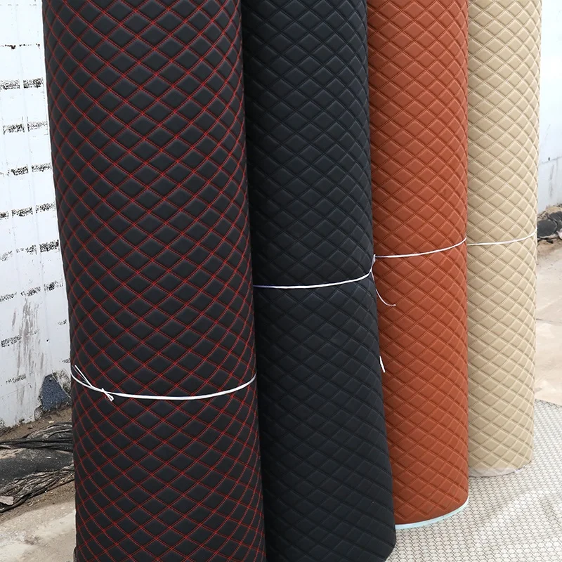 Classical Quilted Embroidery PVC Leather Sponge Rolls For Car Seat Covers