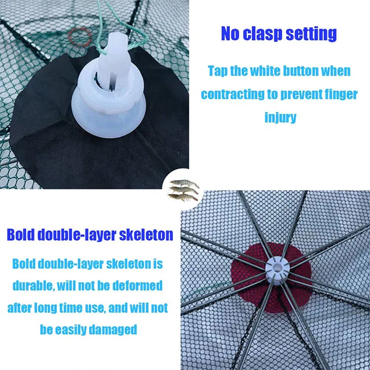 Portable foldable 6 holes automatic best quality carp landing folding fishing net throw for fish cages