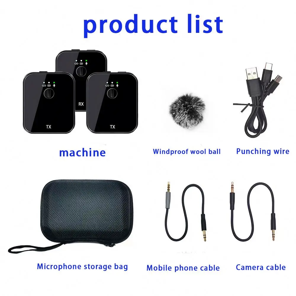 Беспроводной петличный микрофон с приемником-передатчиком, записывающим микрофоном для видеокамеры Vlog и телефона 2,4G