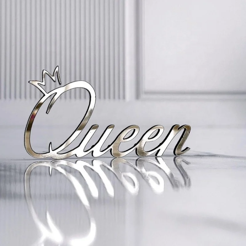 My Queen birthday queen acrylic mirror gold silver cake topper for mom mothers day birthday cake decoration