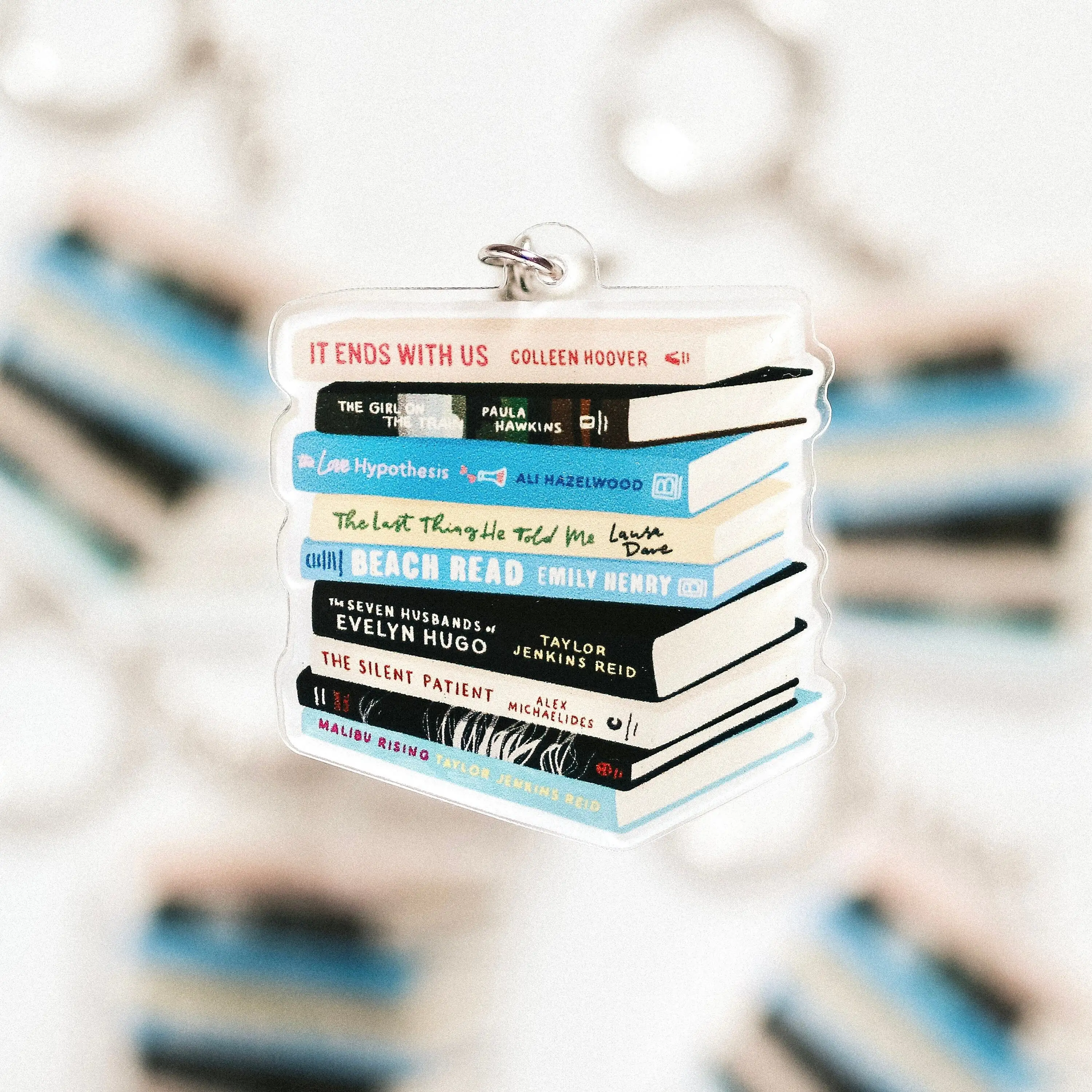 Book-stack Accessories Cute book lover Gift reader books booktok author inspired keychain Acrylic Keychains Keyrings