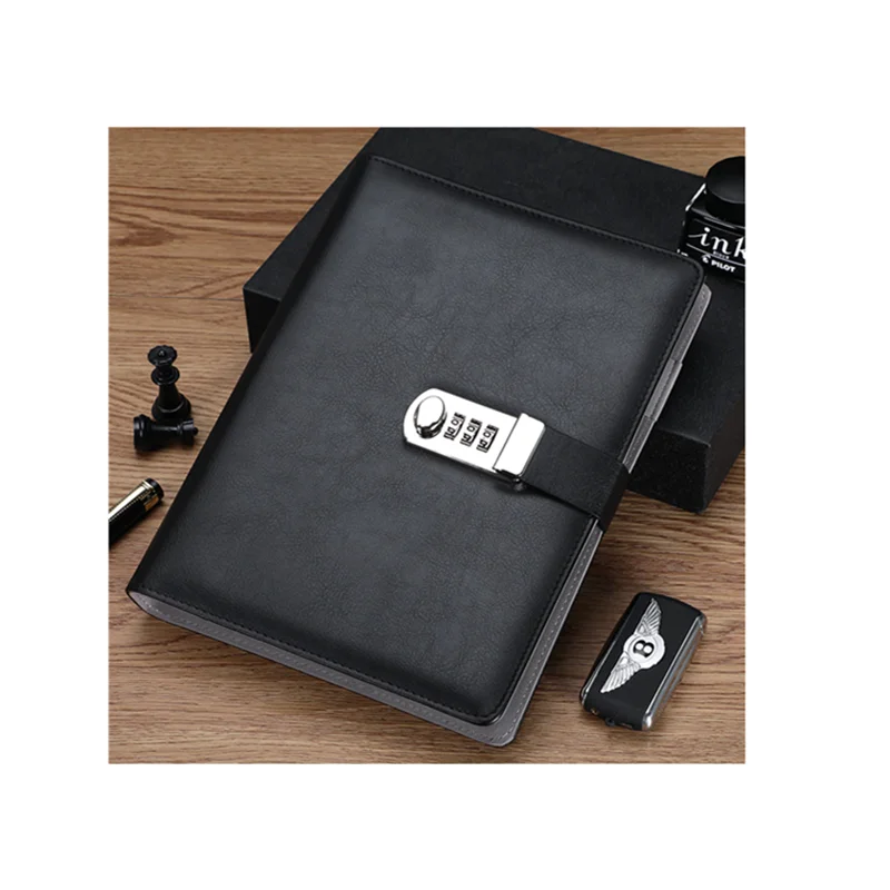 business password notebook with lock A5 simple college student diary loose-leaf conference office notepad customized logo