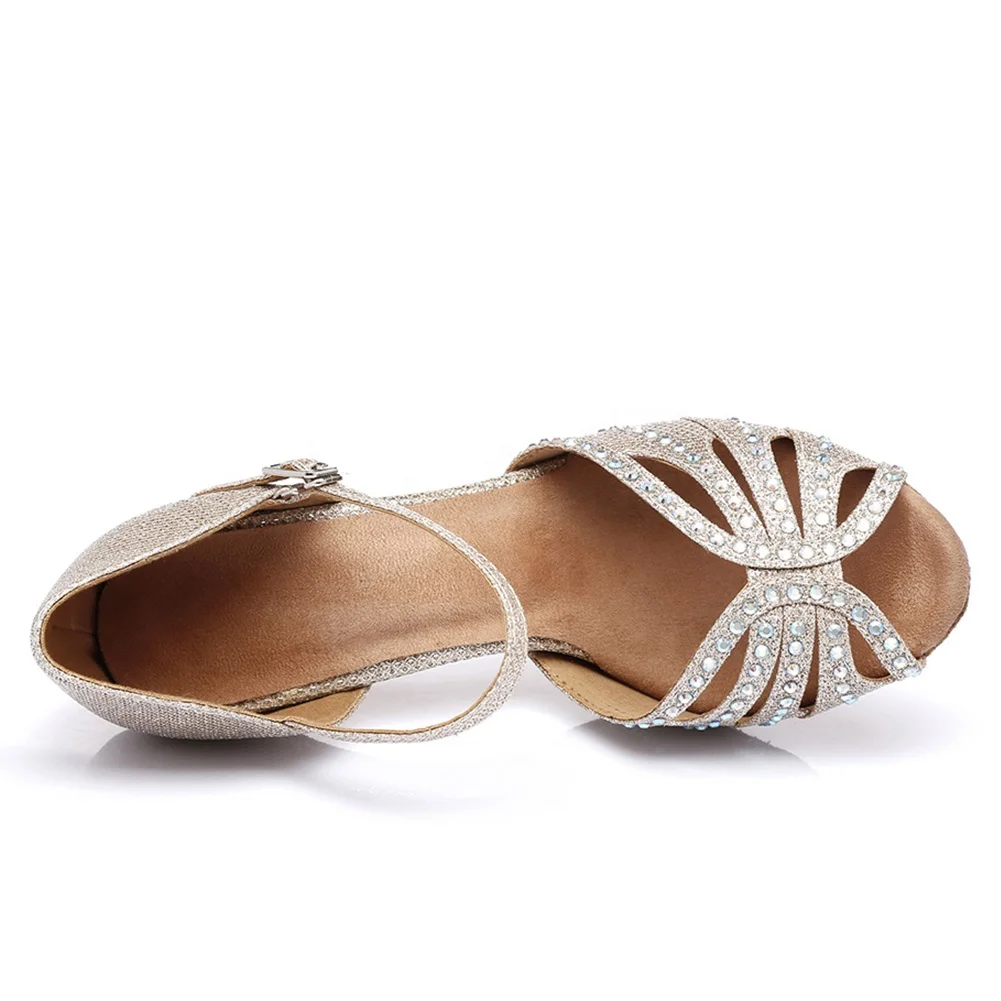 L375 women adult wholesale new style cloth flashing customizable ballroom dancing shoes