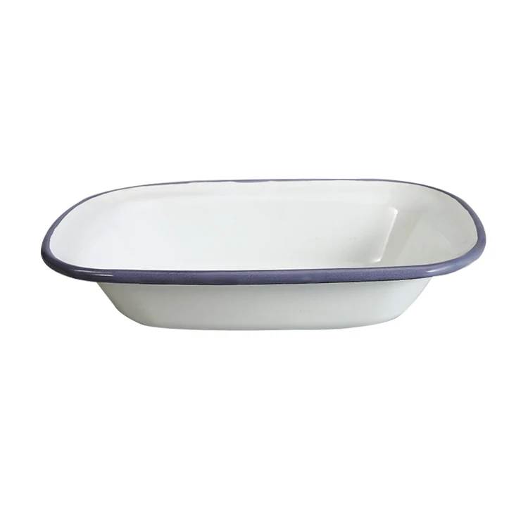 Europe Style Factory wholesales Professional kitchenware White Color Enamelware butter dish Dinner Pie Plates