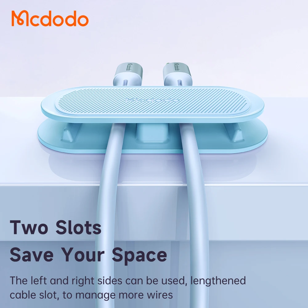 Wholesale Desktop Cable Management Holder Organizer TWO Slots Adhesive Cable Clips for phone audio video headphone wires
