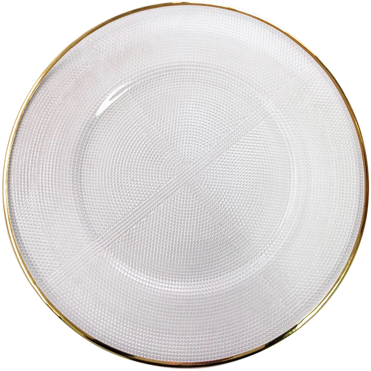 Guangzhou BLAIS party tableware set birthday catering decorations wedding glass tableware gold rim charger plates