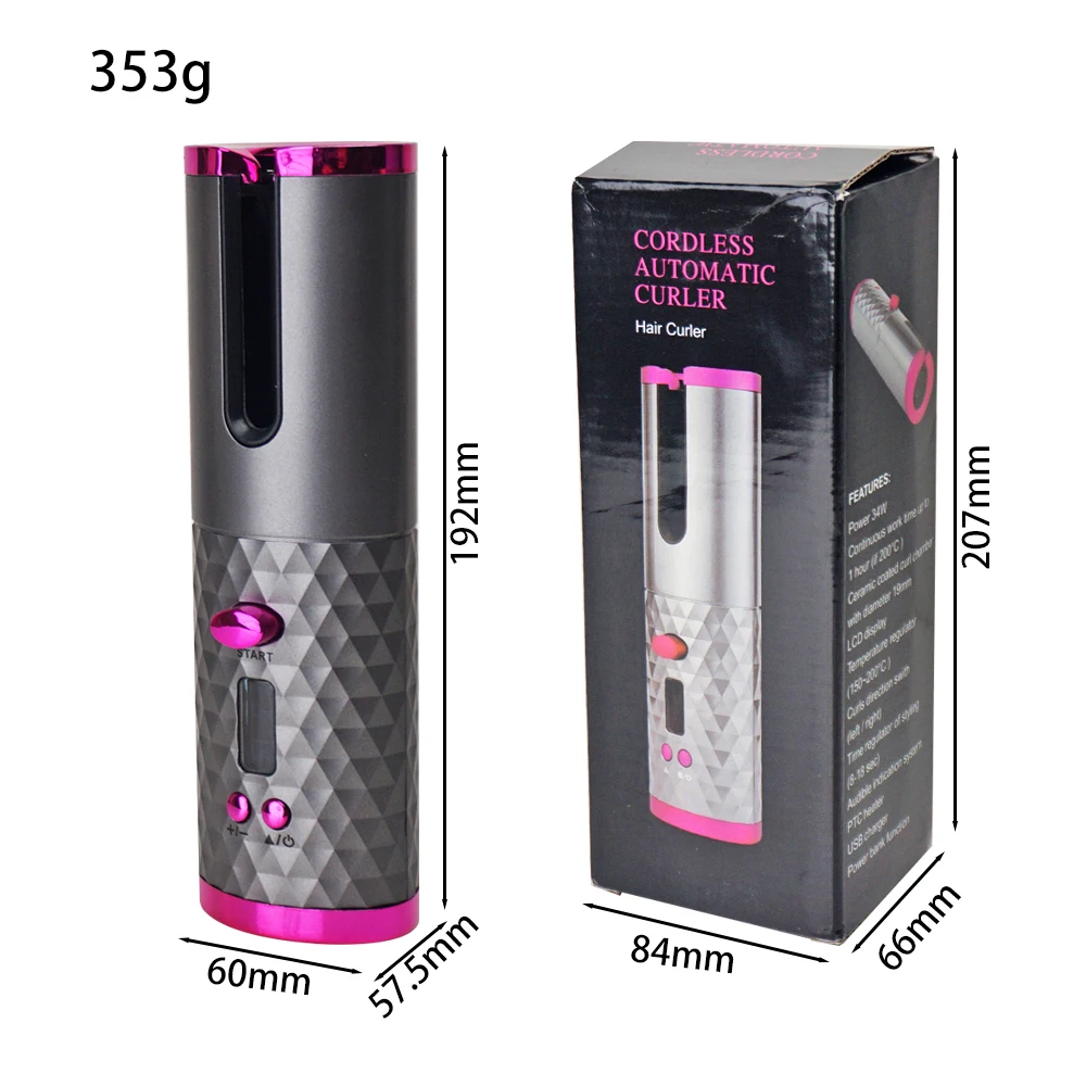 Electric Mini Spiral Wavy Curls Cordless Rechargeable Automatic Hair Curler Rotating Wireless Hair Curler Curling Iron