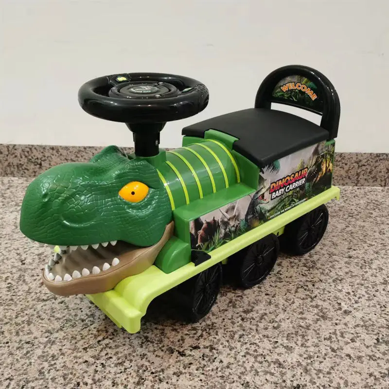 Electric game lighting music steering wheel sliding dinosaur toys ride on car boys present