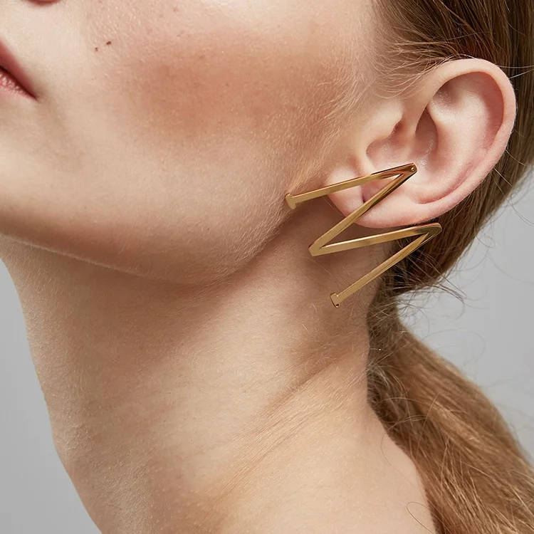 18k Gold Plating Stainless Steel Jewelry Initial Letter Stud Earrings Capitals Gold color Single Earrings EEF1012