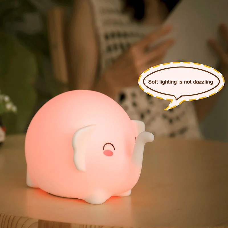Hot Sales Silicone Lamp Lighting Animal LED Children Elephant Silicone Lamp Baby Night Light