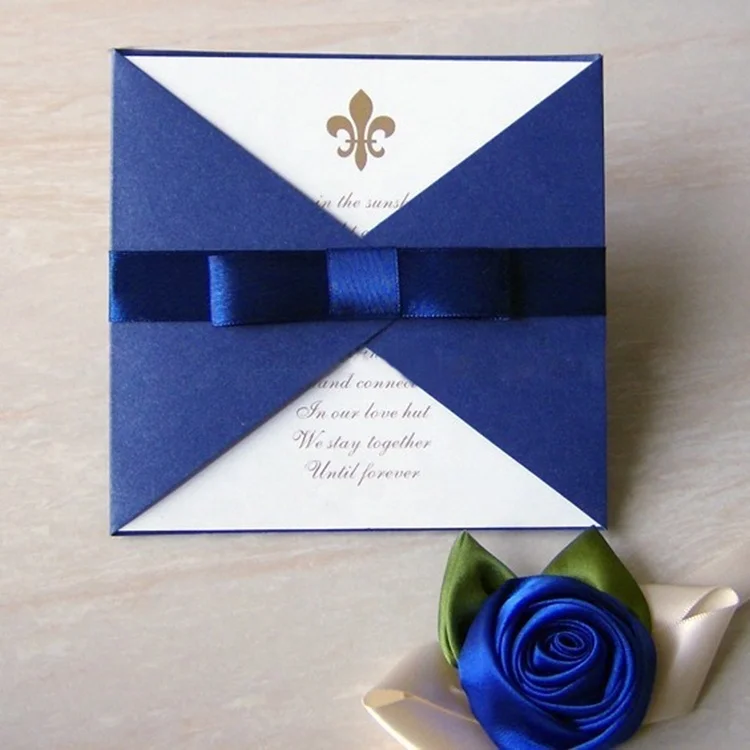 Custom Designs Elegant Luxury Wedding Invitation Birthday Blue Paper Greeting Cards (60043351119)