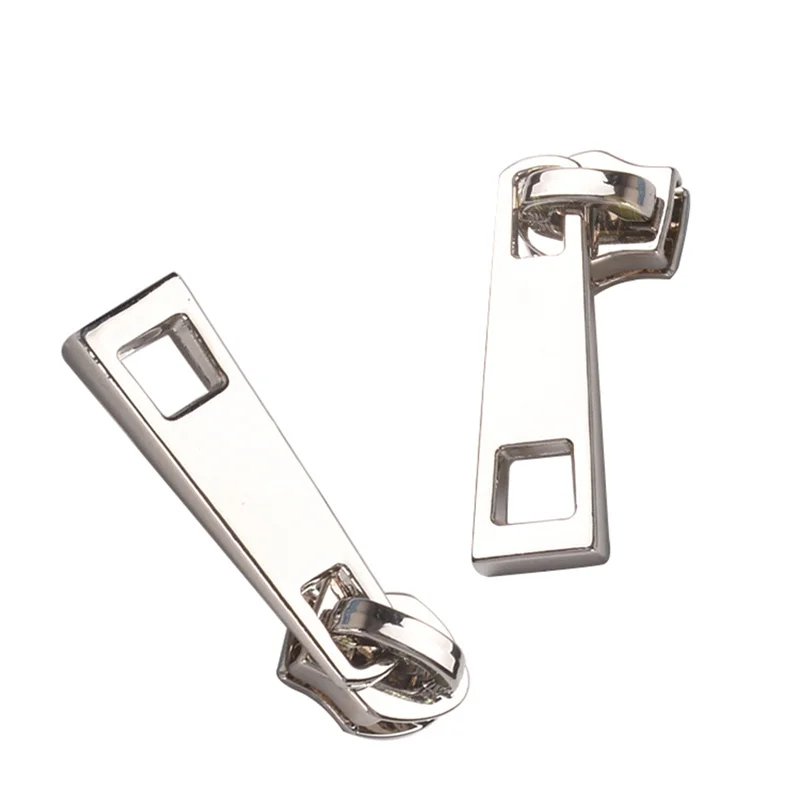 Ivoduff zipper head square shape silver 5# nylon head zipper pull