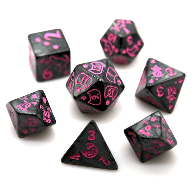 HS Acrylic Cats dice for  Polyhedral DND RPG Dungeons and Dragons games Acrylic Dice Set Pattern  Blue