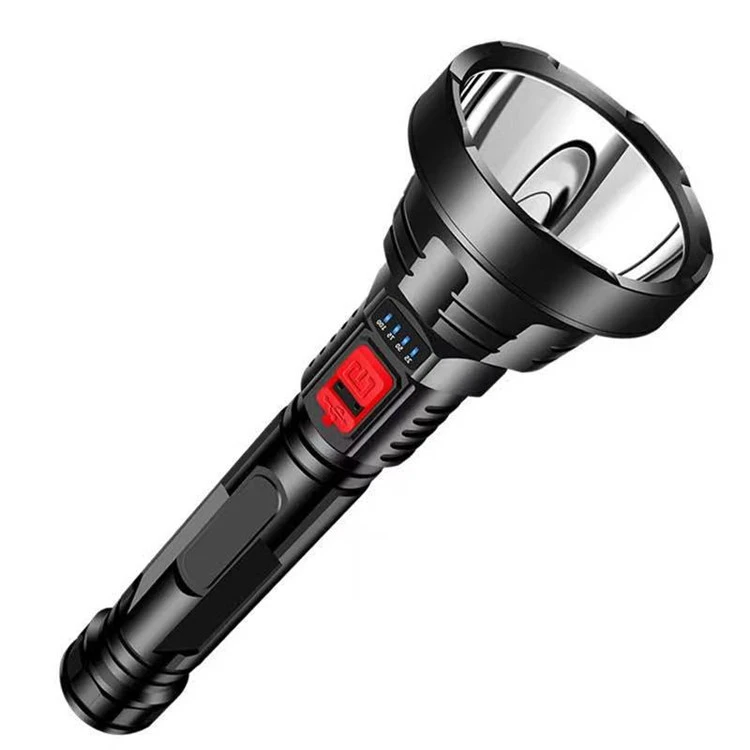 Plastic Flashlight USB Rechargeable Led Strong Light Long-range Show Battery Power Hand-held Flashlight Home Outdoor
