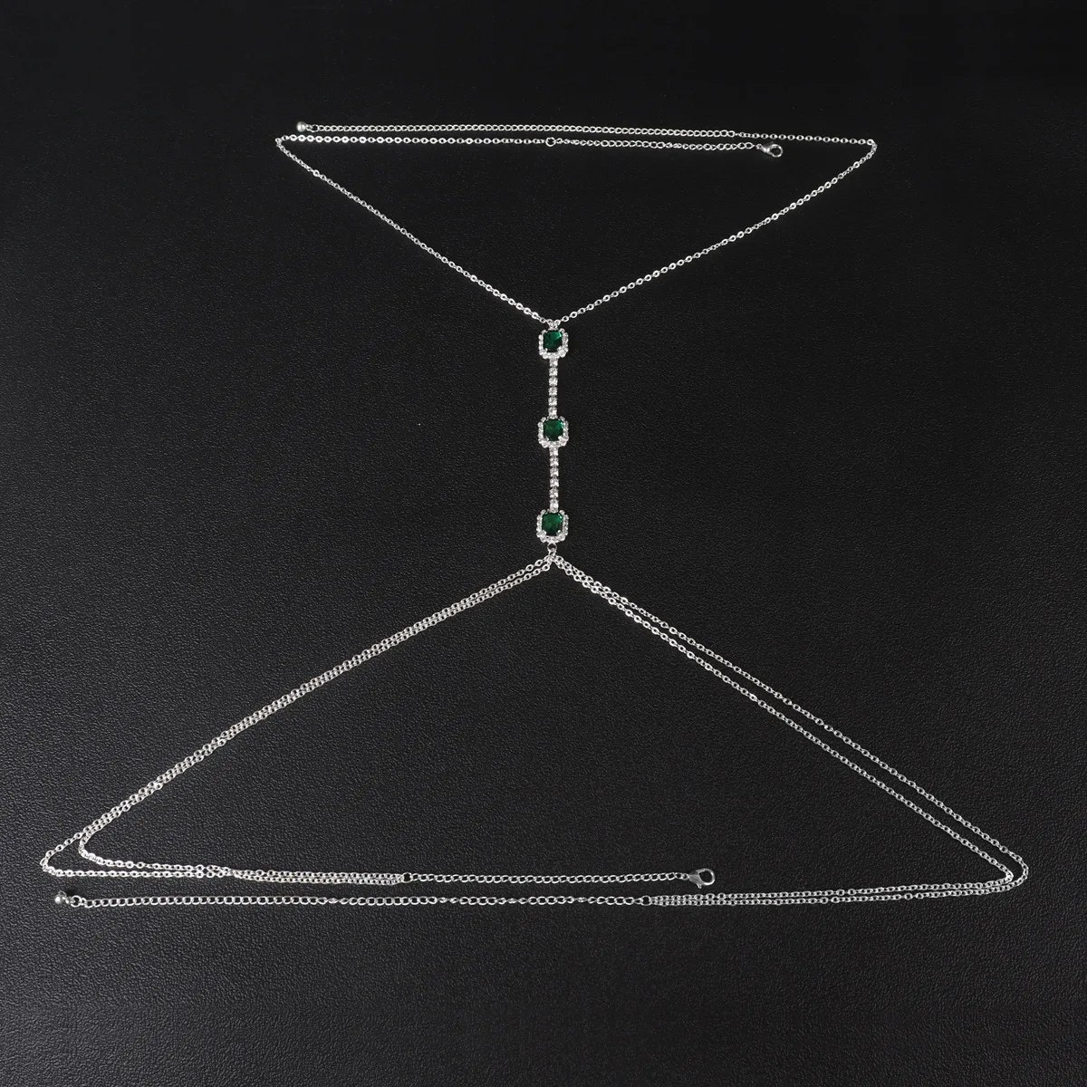 Sexy Green Crystal Rhinestone Chest Chain Belly Waist Body Jewelry Nightclub Sexy Chest Chains For Women