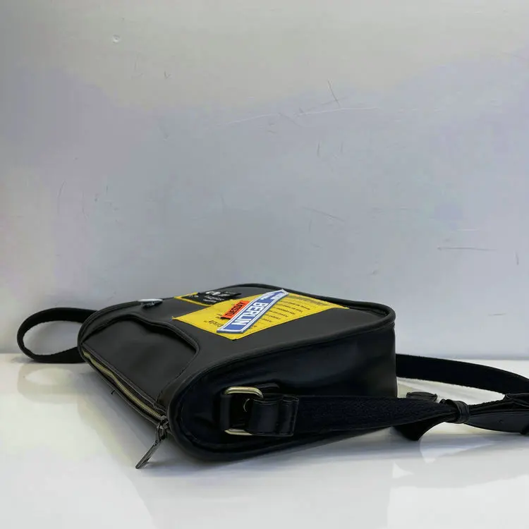 Custom Ecoleather Black Elegant Pu Leather Side Chest Sling Crossbody Luggage Travel Shoulder Messenger Bag for Men Women Ladies