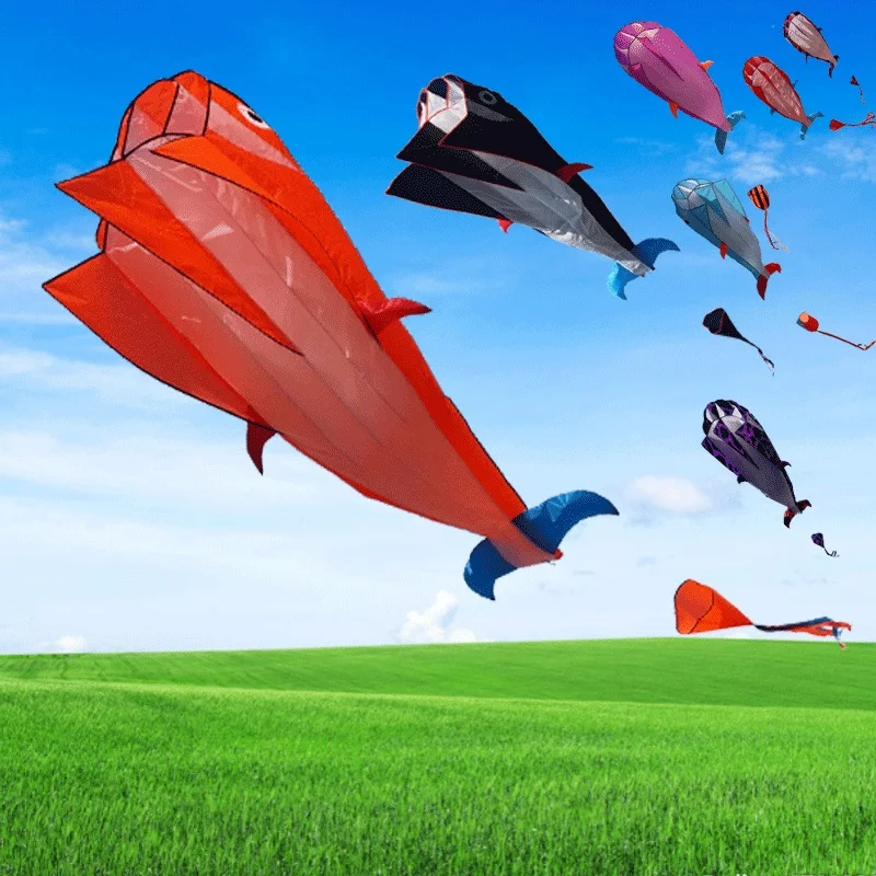 high quality weifang factory custom shape kite kids adult outdoor beach 3d Inflatable soft Dolphin kites