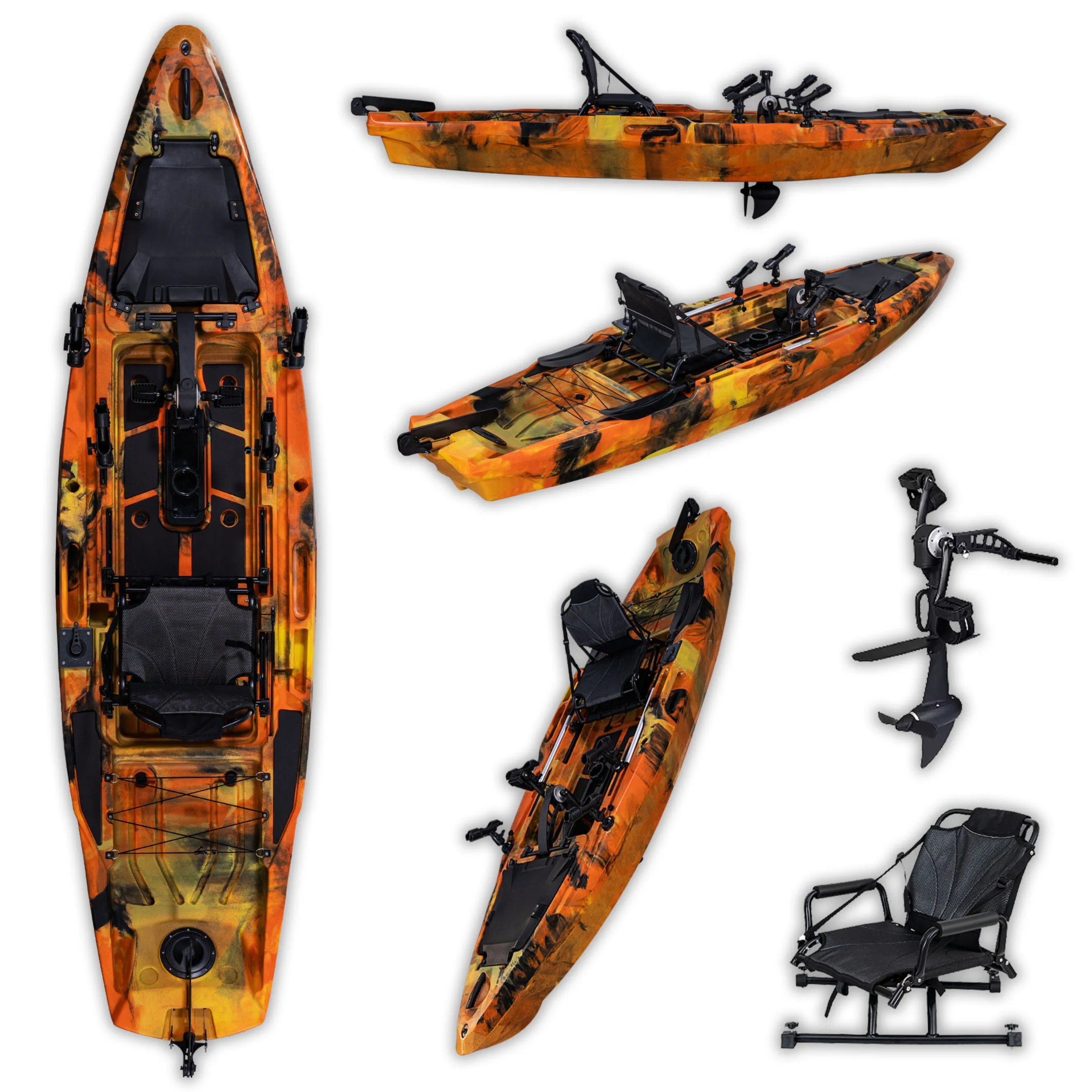 New design 3.7m 12ft 96.5 width one person Hard Plastic Fishing Kayak with Pedal Drive System for Ocean Waters