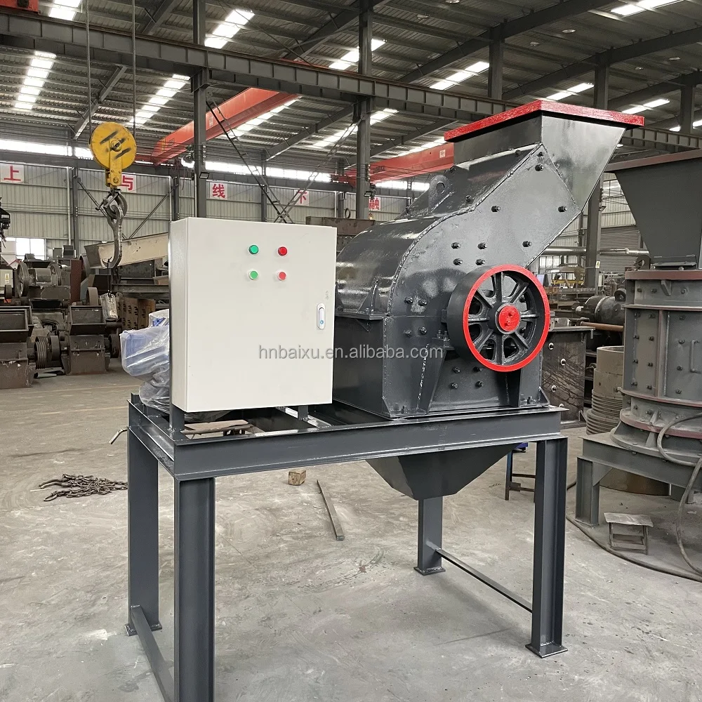 portable gravel sand making machine small pc 400*600 glass hammer mill crusher with conveyor belt