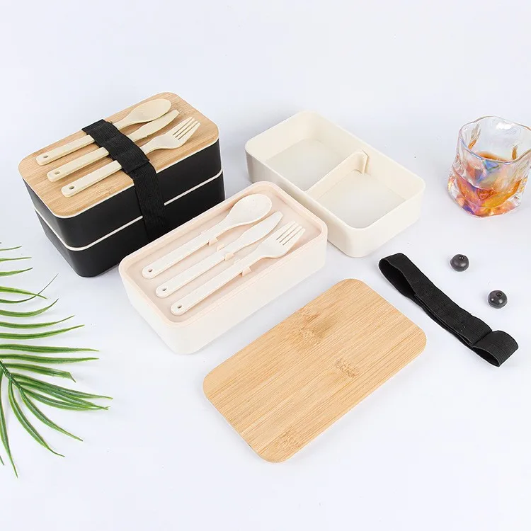 RPET  Plastic Bento Lunch Box With Divider and Cutlery Lunch Containers for Kids