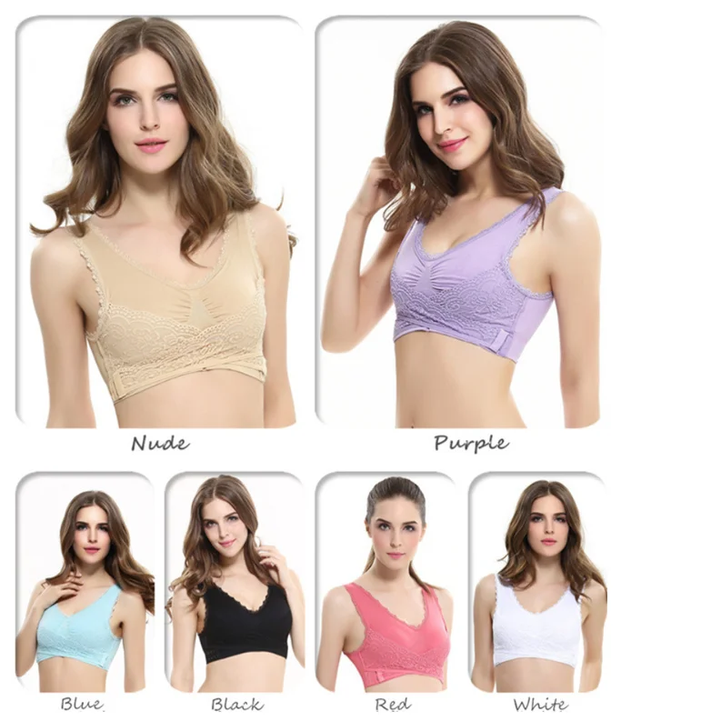 3XL Plus Size Sexy Lace Bralette Solid Cross Side Buckle Bra Brassiere Wireless Push up Bras Lingerie Sleep Underwear