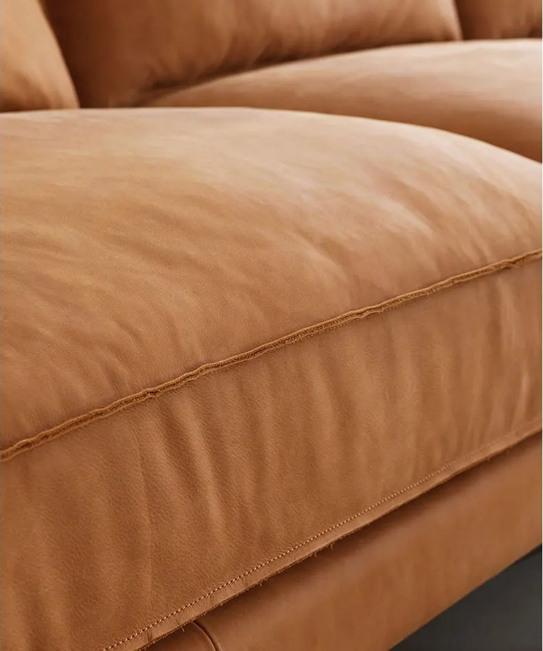 European-style modern living room top head triple leather sofa Down filling sofa