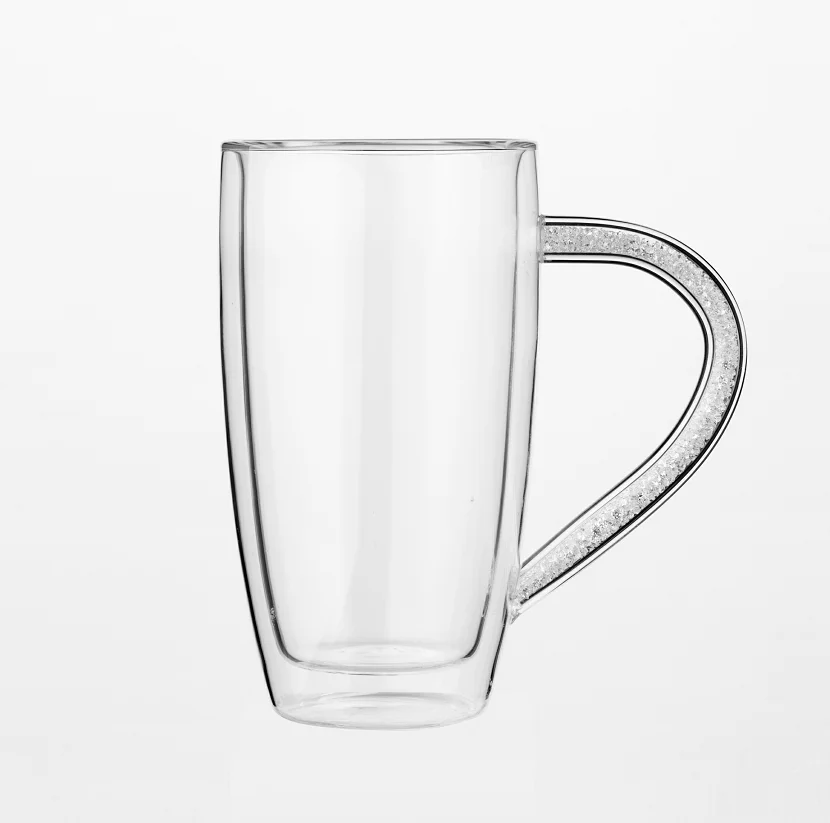 Raymond Diamond Handle Borosilicate Double Wall Glass Cup/coffee Mug Drinking Glassware Wine