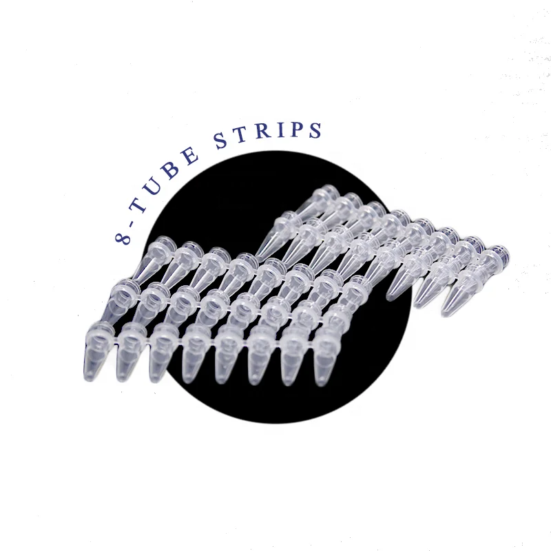 White 0.1ml 0.2ml Micro Plastic 8 PCR Strips PCR Tube