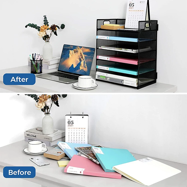Simple multi-layer desktop file storage rack office file storage rack with handle can be moved