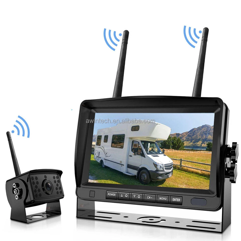 AWinTech 7-дюймовая Беспроводная резервная камера высокой четкости 1080P система контроля IPS высокоскоростная стабильная передача для грузовика