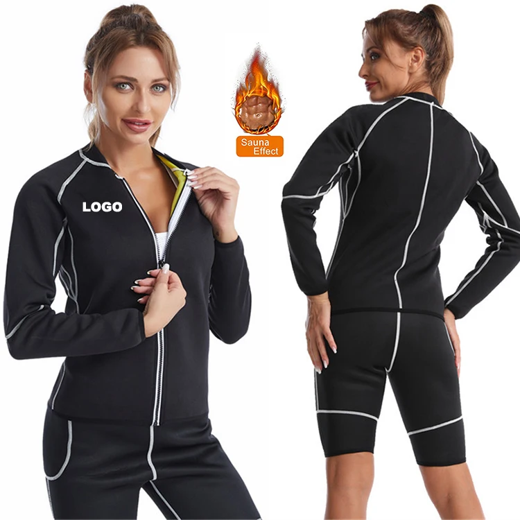 Custom Long Sleeve Fitness Sweat Workout Shirt Neoprene Top Training Clothes Running Sports Jacket Women Fitness Sauna Suit