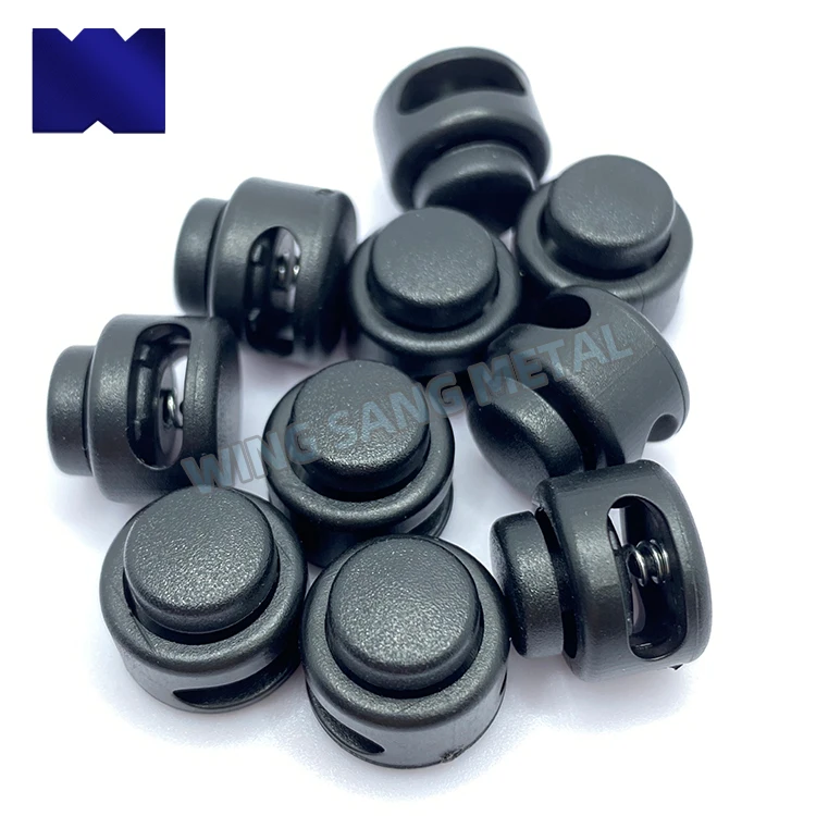 Low price plastic cord stopper Plastic Spring Stoppes Barrel Toggles Elastic Cord Lock