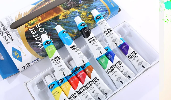 12 color box watercolor pigment painting set art supplies